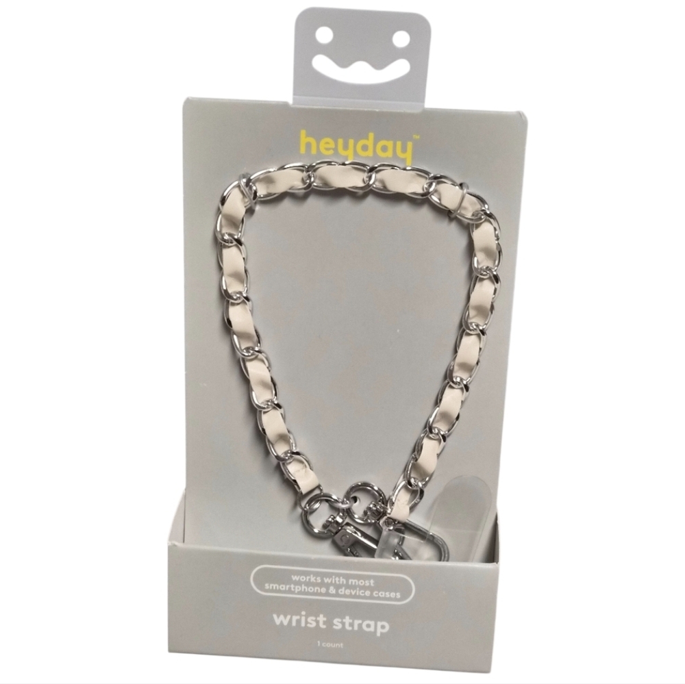 Heyday Chain Phone Wrist Strap Off White Metal Link